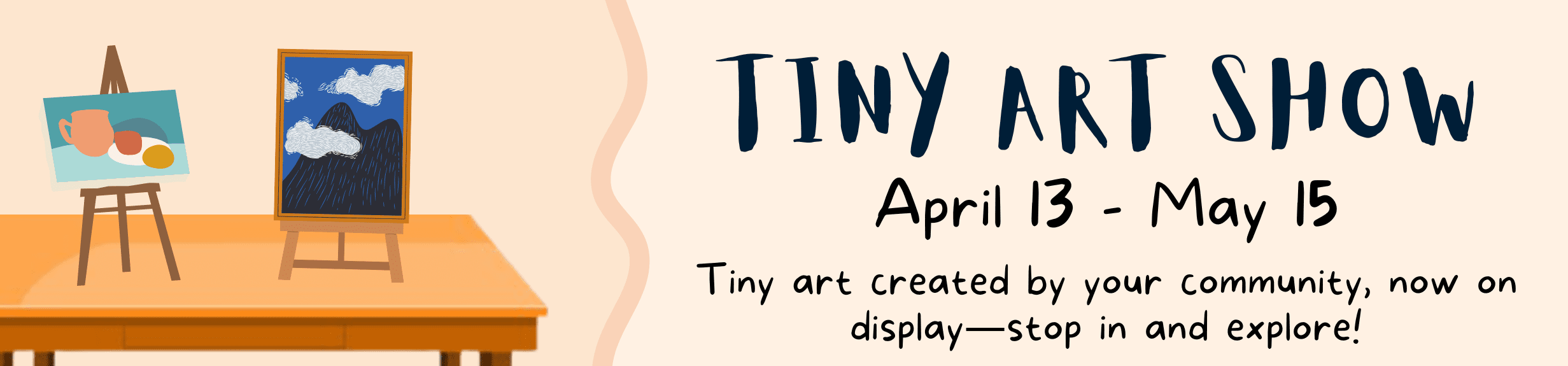 Tiny Art Show on display at the library April 13 through May 15
